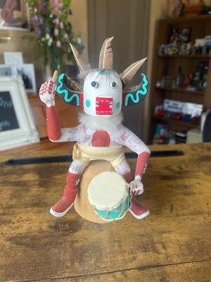 Native American Indian Navajo Kachina Doll - White Ogre (SIGNED) 6 