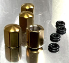 Gold Titanium Valve Stem Caps 4pcs set with O-rings