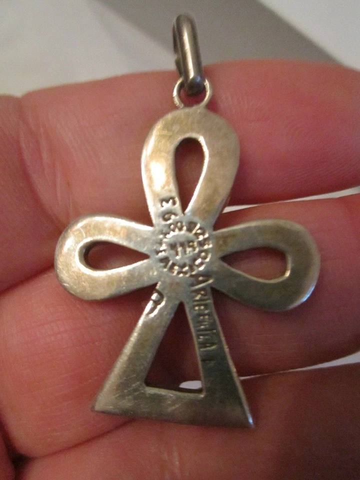 COLGANTE ARLEEN PLATA ESTERLINA DISEÑO ANKH CON TURQUESA - 2" - SC-10 Foto 2 de 4