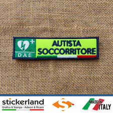 Toppa Toppe Patch AUTISTA SOCCORRITORE DAE su base giallo fluo DA CUCIRE