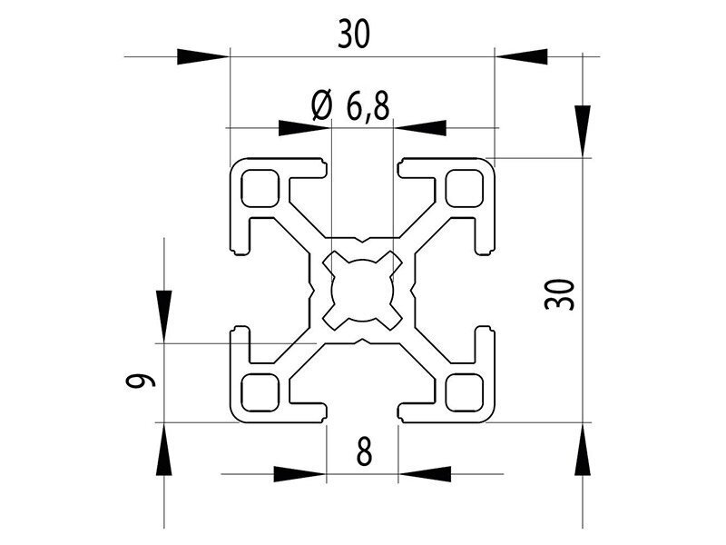 Produktbild von Gal Industrial Aluprofil 30x30 Mm – 50 Cm, Nut 8, Eloxiert, Kompatibel Mit AlClipTec & Bosch, Für Montage Und Konstruktion