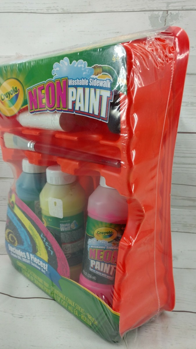 Crayola Washable NEON SIDEWALK PAINT SET Chalk Driveway Art-work Childrens  Kit