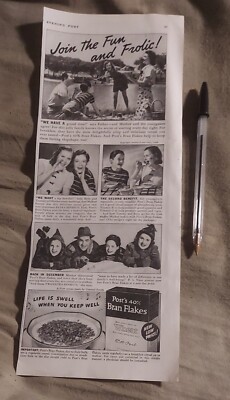 1939 print ad-Join the Fun and Frolic-Life is Swell-Post's 40% Bran Flakes