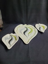 VINTAGE E & R CERAMIC LEAF SHAPED PLATE & 2 BOWLS HAND PAINTED ITALY BEAUTIFUL!!