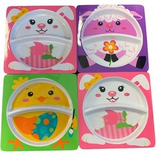 Kids Easter Spring Divided Compartment Melamine Plate/Dish 2 Sections