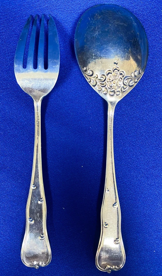 Tenedor y cuchara de plata esterlina Dominick & Haff ¡de colección patrón rococó! 100 Foto 2 de 4