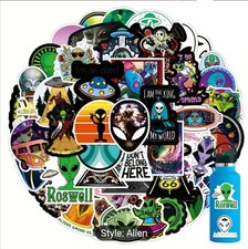10 Pcs Aliens Extraterrestrials Ufos Space Stickers Brand New