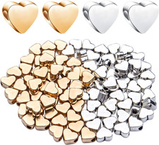 100 Pieces Heart Shape Beads European Heart Spacers Loose Beads Jewelry Heart Ch