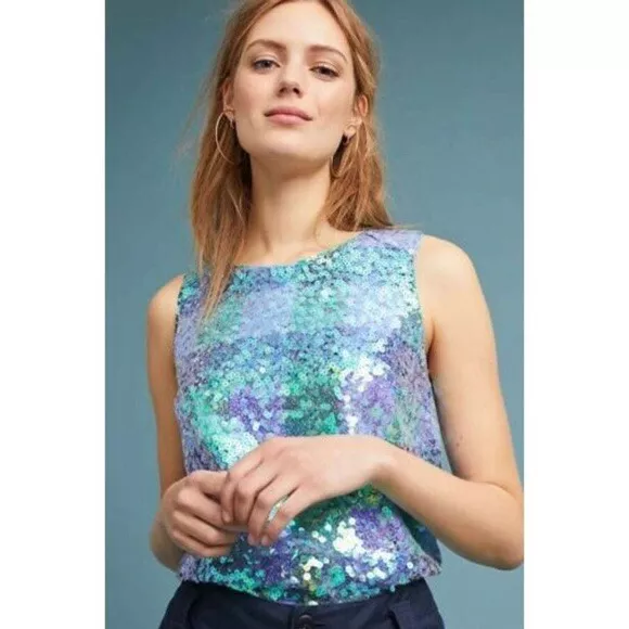 NEW Maeve Amatheia Checkered Sequin Top Size 14 Z522 8 eBay