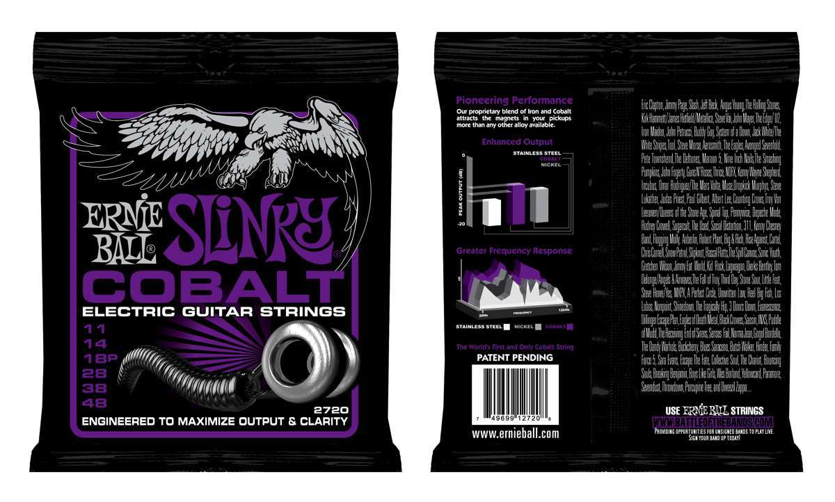 Ernie Ball 2720 Power Slinky 011/048 Muta Corde per Chitarra Elettrica Cobalt 01
