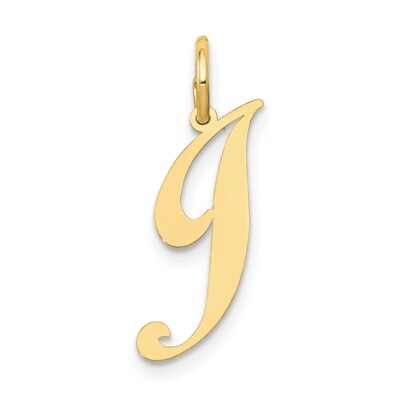 Real 10kt Yellow Gold Small Fancy Script Initial J Charm