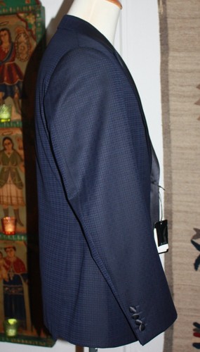 NEW Emporio Armani Blue Peak Lapel Check Super 130's Dinner Jacket 50R NWT $1695 - Picture 13 of 21