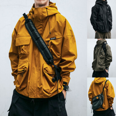 Hooded Jacket Men's Loose Three-dimensional Pocket Functional Windproof Jacket C