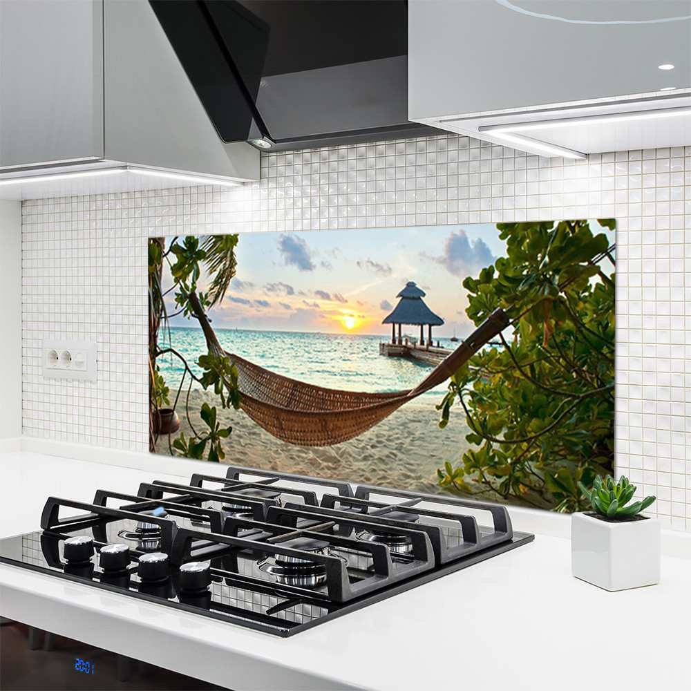 Panneau de cuisine en verre 120x60 de style crédence murale paysage plage