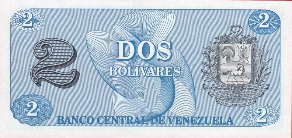 Venezuela UNC Note 2 Bolivares 1989 Specimen Emergency Note *Tinoquito* New - Image 2 of 4