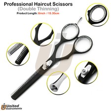 PROFESSIONAL DOUBLE EDGE THINNING RAZOR HAIR CUTTING SCISSORS BARBER SHEARS 6''