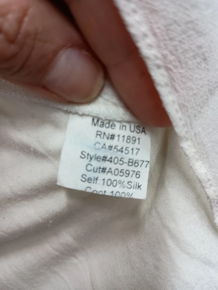 Blusa Top Bailey 44 Mujer Crema 100% Seda XS Encaje Yugo Manga Larga Globo Foto 4 de 4