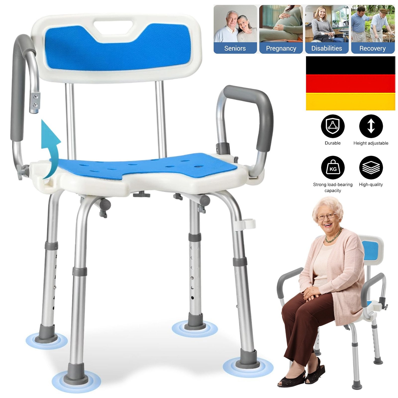 Badestuhl Badhocker Duschhocker Duschstuhl Duschhilfe Duschsitz Bad 150kg - Image 7