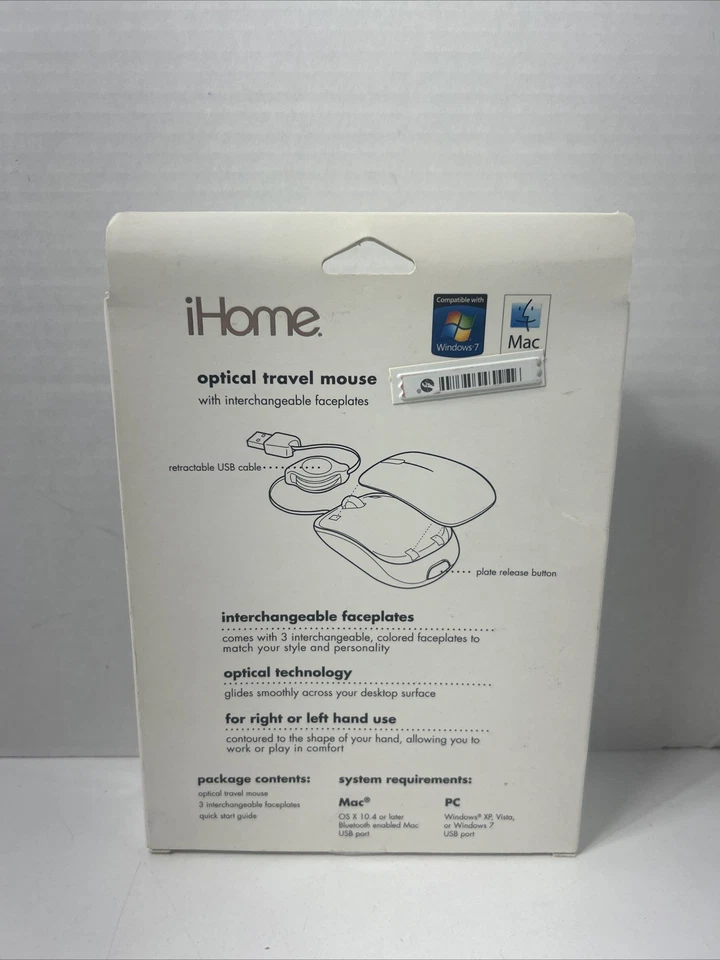iHome Optical Travel Mouse 2013 Interchangeable Faceplates Retractable Cord Mini - Image 2 of 4