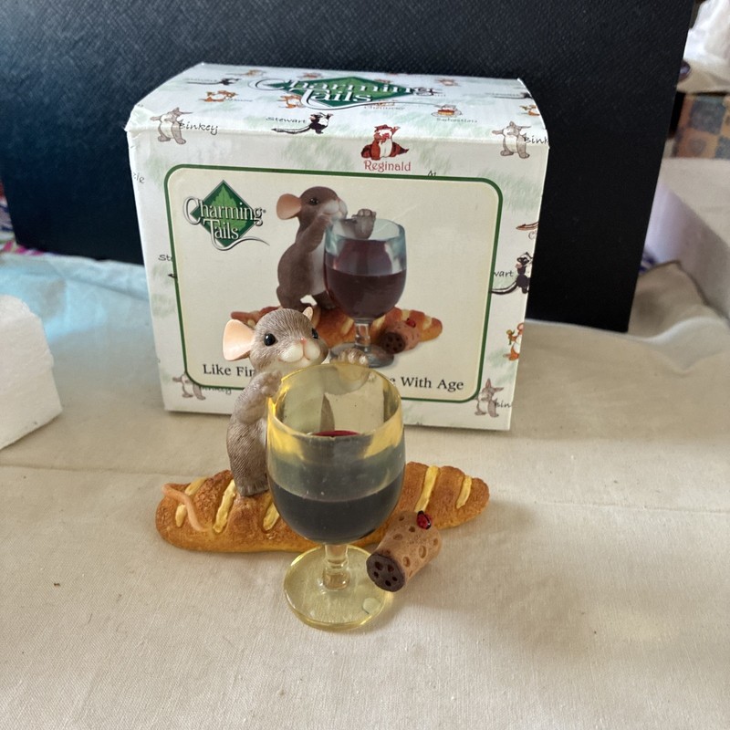 Vintage Charming Tails Like Fine Wine You Improve with Age Mouse Figurine