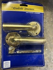 Coppia maniglie porta leva ottone x 5 tonde stile rosa finitura ottone lucido NUOVE