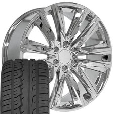 4869 Chrome 22x9 Wheels 28545r22 As Tires Set Fit Chevy Gmc Cadillac