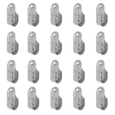 20 PCS Oval Closet Rod End Support 15mm x 30mm Wardrobe Bracket Zinc Alloy