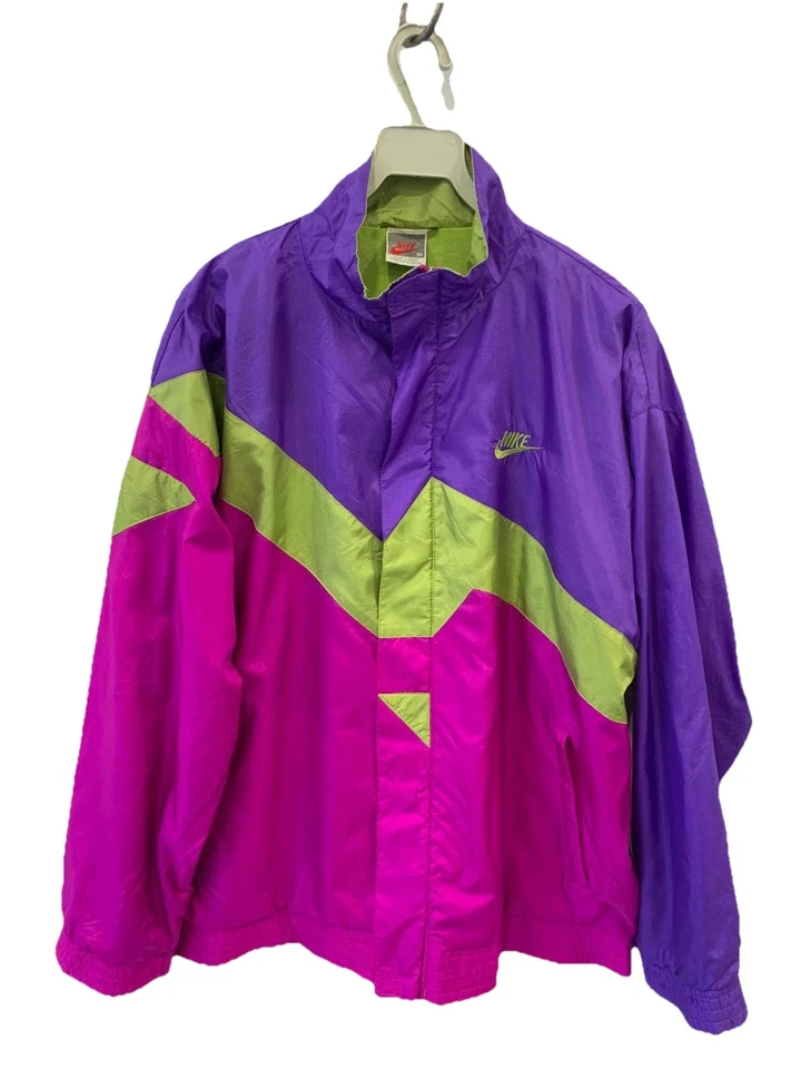 Vtg 90s Nike Windbreaker Tracksuit Purple Pink Green Retro Shell Suit Men’s M#30 - Image 2 of 4