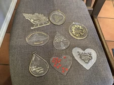 Acrylic Christmas Ornaments Lot of  9 1980’s Various Themes