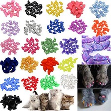 140pcs Cat Nail Caps Kitten Caps 4 Glitter Colors + 10 Colorful Cat Nails Cap...