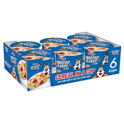 Kellogg's Frosted Flakes Original Cereal Cups 12.6 oz 6 Count 1-2 Pack