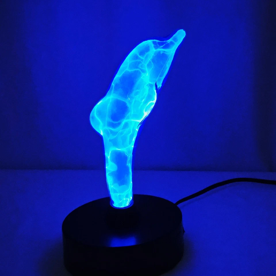 LumiSource Electroplastic Dolphin Lamp Blue Lightning Plasma Light Vintage 11.5" - Image 3 of 4