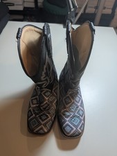 Roper Girls Size 1 Purple Print Glitter Diamond Western Cowboy Boots