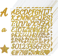 Buchstaben Zahlen Aufkleber 840 StüCk/8 Blatt Klebebuchstaben Goldene GläNzende