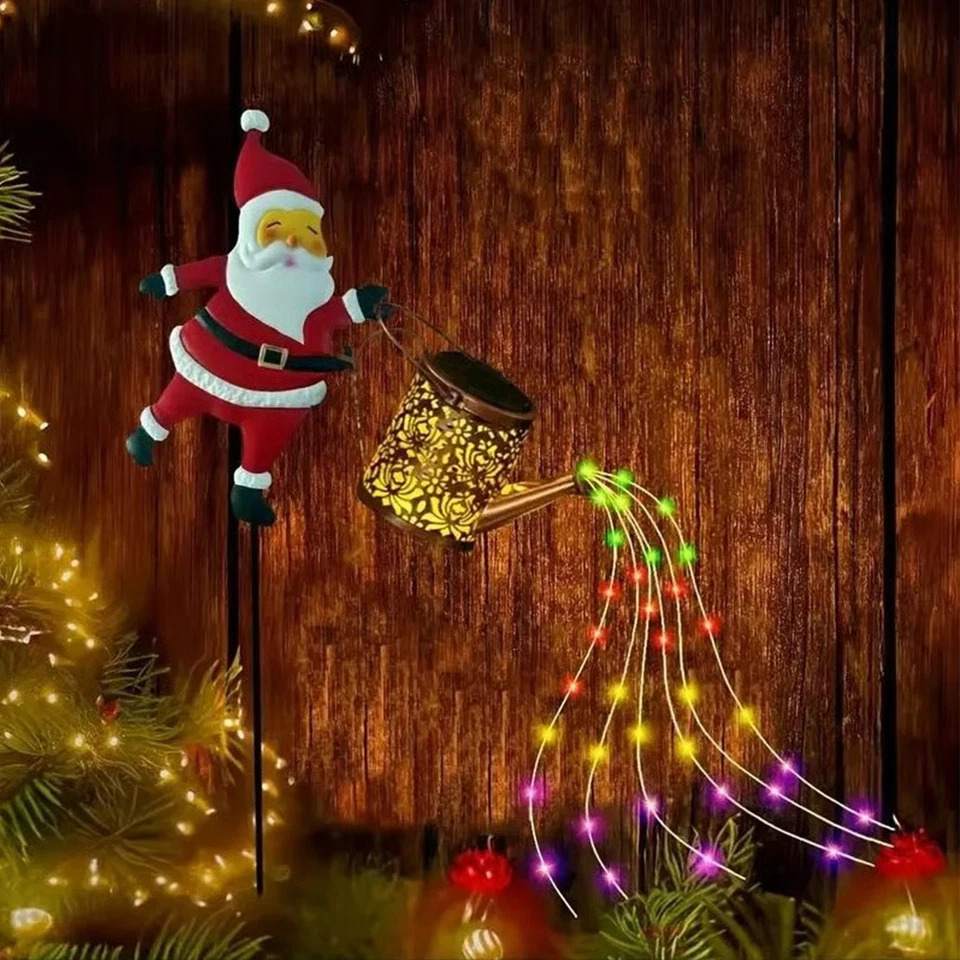 Lámpara de Papá Noel de Navidad decoración jardín exterior regadera solar luces de hadas Foto 4 de 4