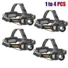 1-4PKS 1200000LM LED Headlamp USB Rechargeable Bright Zoom Head Torch Headlight