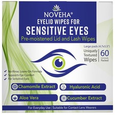 NOVEHA Eyelid Wipes - For Delicate Lashes and Eyelids - 60 Count Pack of 1 