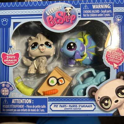 Littlest Pet Shop G7 Pet Pairs series 1 20 Grey Timber wolf 24 Blue Beta Fish 