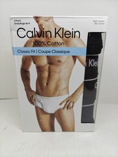 Calvin Klein 4 Pack Classic Fit 100 Cotton Underwear Briefs Black Size Medium