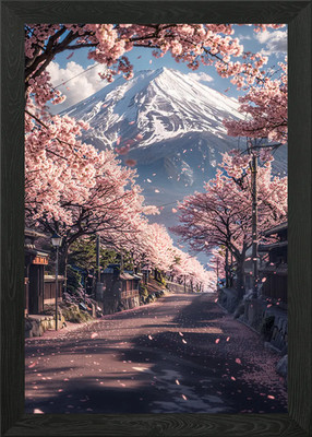 Japanische Straße Sakura Baum Gerahmtes Wandbild Poster Leinwanddruck Bild