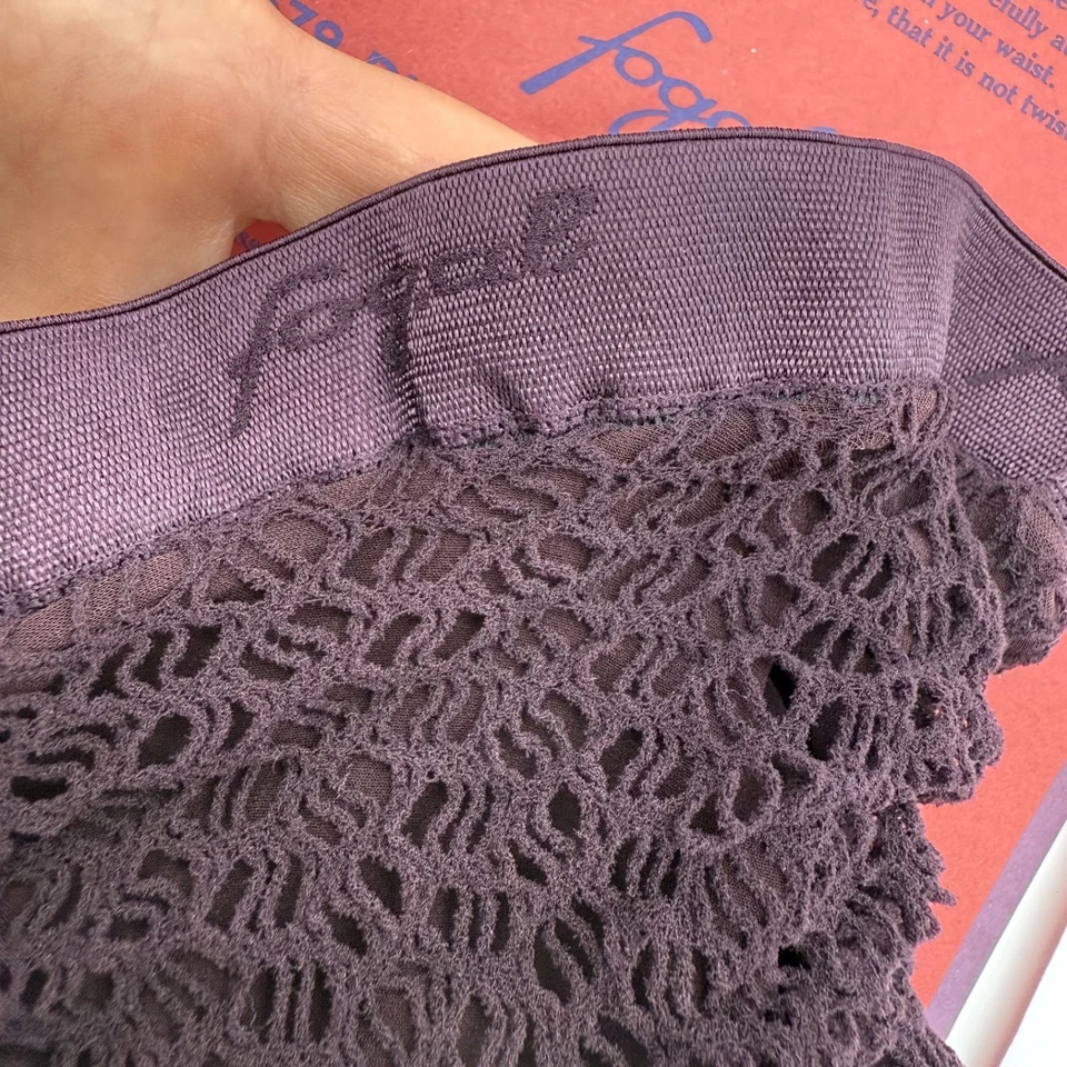 FOGAL Duplice 579, "2 in 1" Dark Plum Fishnet over Dark Plum Opaque Tight - Image 3 of 4