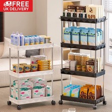 4 Tier Slim Slide Out Kitchen Bathroom Thin Storage Trolley Cart Rack Holder UK