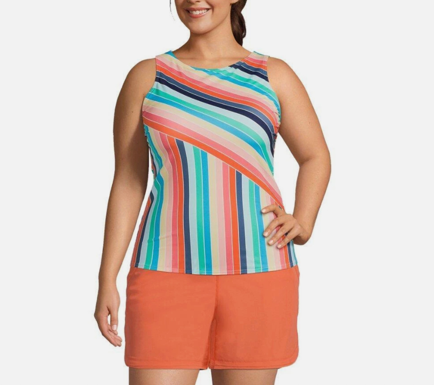 Land's End Women's 18 Chlorine Resistant High Neck Tankini Swim Top