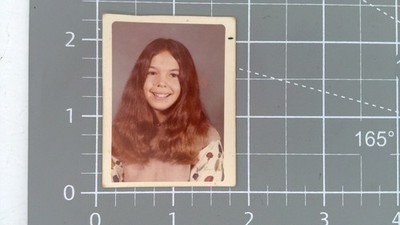Young Girl 1970s Snapshot Photograph Portrait Smiling Vintage Photo
