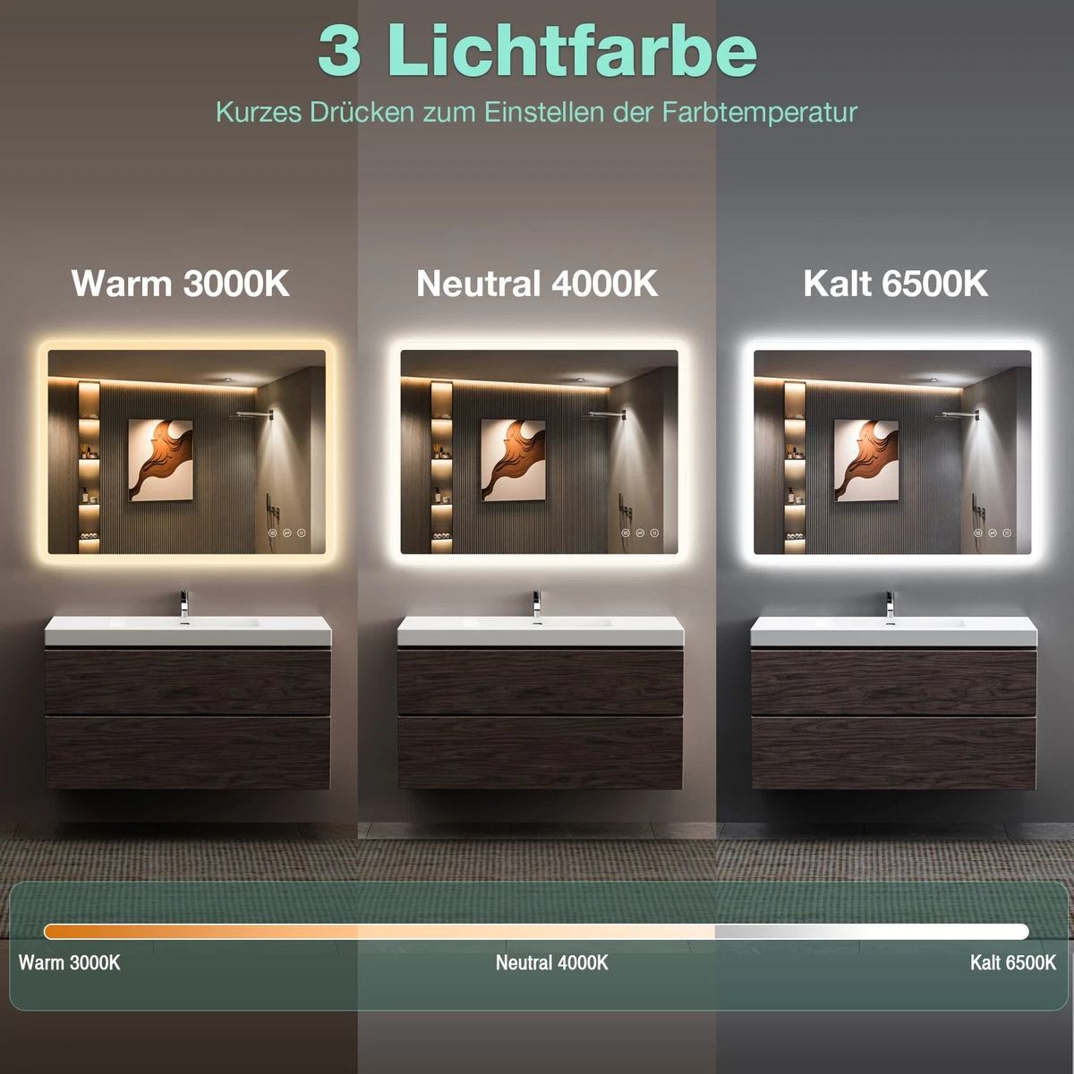 LED Badspiegel mit Beleuchtung Beschlagfrei Badezimmerspiegel Wandspiegel Neu
