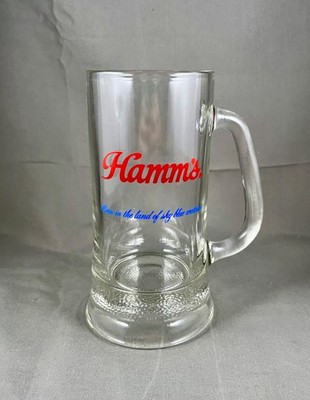 Vintage Hamm's Beer Mug Glass Tankard 6.25'' Land of Sky Blue Waters Barware