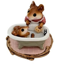 Wee Forest Folk Mom and Squeaky Clean M- 060 1981 Rose Dress Sage Tub WP