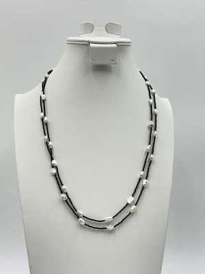 Rarities Sterling Silver Goldclad Black Spinel & Pearl Necklace, 54''