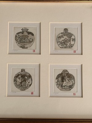 Vintage Signed Limited Edition Etching-Chinese Snuff Bottles - Malou Oi Yee Hung