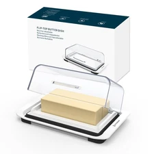 Airtight Flip-Top Butter Dish with Lid for Countertop and Refrigerator Keeper